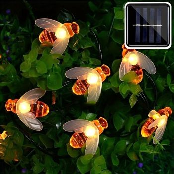 Elegant Wedding Reception Party Solar Honey Bees Lights String Solar Power Honeybee Fairy String Lights Waterproof 30 LEDs For Outdoor Garden Summer Party Wedding Xmas Decoration