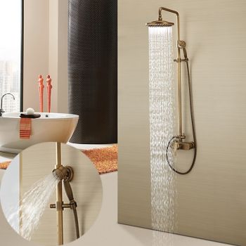 Shower Faucet,Shower System Set,Brass Single Handle Three Holes Rainfall Wall Mounted Shower System Ceramic Valve Bath Shower Mixer Taps with Hot and Cold Water Switch Foundation of a Perfect Shower