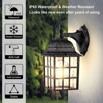 Dusk to Dawn Outdoor Wall Lamp Wall Mount Porch Lights with Sensor Exterior Wall Lighting Anti-Rust Wall Lamp Waterproof Wall Lantern Exterior Lights for Garage Door 110-240V