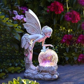 Flower Fairy Statue Illuminates Girl Decoration Outdoor Garden Courtyard Angel Fairy Solar Light
