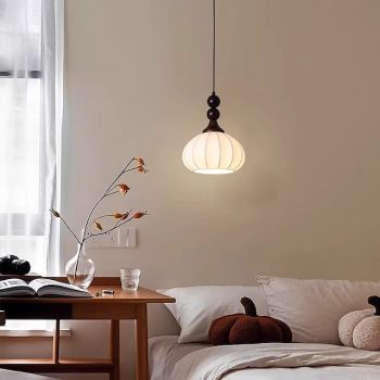 Mid-Century Modern Hanging Lamp Sink Pendant Light Wood Restaurant Living Room Chandeliers Fabric Lantern Internet Celebrity Creative Lighting Fixture 85-265V