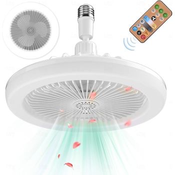 E27 Base Ceiling Fan with Light and Remote Control Ceiling Light with Fan 3 Speeds 3 Light Color Dimming and Timing for Bedroom Living Room Dormitory