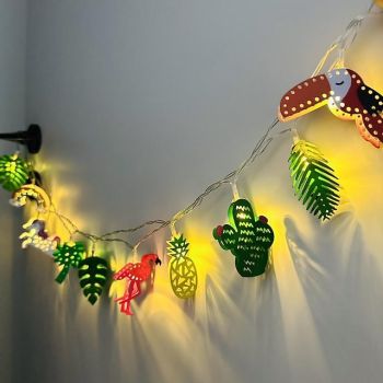LED String Lights 1.65m 10LEDs 2025 New Summer Theme Party Decor LED Hawaiian String Lights Flamingos Pineapple Turtle Back Leaf Lights String Home Holiday Party Indoor Garden Decoration