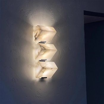 LED Indoor Wall Lights Warm White 16/33/50cm 1-Light Alabaster Staircase Nordic Style Stone Copper Wall Lamp for Living Room Bedroom 85-265V