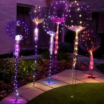 LED Balloons Light Up BoBo Balloons in Warm White & Colorful Luminous Transparent Bubble for Indoor/Outdoor Birthday Party, Wedding Decor & Xmas Gift 20/10/4pcs