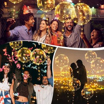 Elegant Wedding Reception Party LED Balloon Luminous Party Wedding Supplies Decoration Transparent Bubble Decoration Birthday Party Wedding LED Balloons String Lights Christmas Gift
