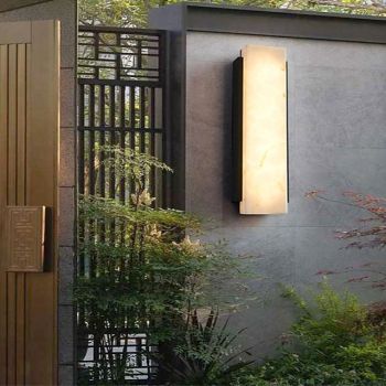 Outdoor LED Wall Lamp Line Design Waterproof Marble Lighting Indoor Wall Light Modern Bedroom Warm White Light 1PCS