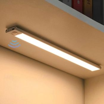 Under Cabinet Lighting, Ultra-thin LED Cabinet Light, Motion Sensor LED Light Bar, USB Rechargeable Side Magnetic Self-adhesive Kitchen Night Light for Wardrobe Closets Cabinet Cupboard Stairs