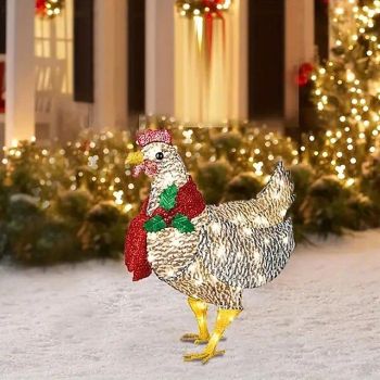Christmas Shining Chicken Garden Garden Decoration Party Card Insertion Scarf Chicken Christmas Scarf Chicken
