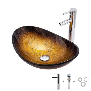 Bathroom Sink / Bathroom Faucet / Bathroom Mounting Ring Contemporary - Tempered Glass Rectangular Vessel Sink Washbasin Art