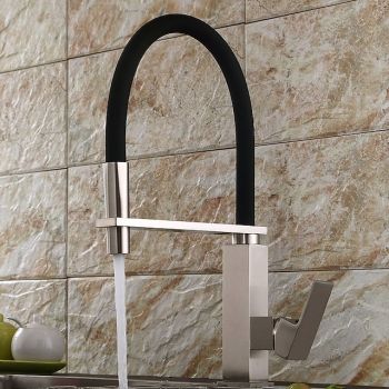 Kitchen Faucet - Single Handle One Hole Electroplated Pull-Out / Pull-Down / Tall / High Arc Centerset Contemporary Kitchen Taps Pull Down Kitchen Faucets