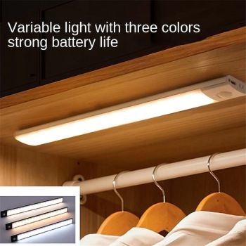 Under Cabinet Lighting, Sensor LED Cabinet Lights, Rechargeable,  Human Body Induction LED Light Strip, 3-Colors Ultra-thin Wireless Magnetic, 10/20/30/40cm