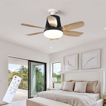 1 Pc E26/27 Socket Fan Light with Remote Control Screw in Ceiling Fans with Lights & Socket Extender Light Bulb Fan 3 Speeds, Ceiling Fan Light 6 Blades for Bedroom, Kitchen, Garage, Wood Grain