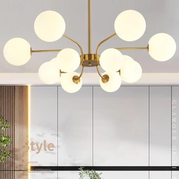 LED Pendant Light 90/115cm 12/16-Light E27 Nordic Modern Sputnik Mid Century Pendant Lighting Metal Class Ceiling Light Fixture for Kitchen Dining Room Living Room 110-240V