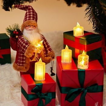 3pcs Crystal Flameless LED Candle Lights, Battery Powered Decorative Ambient Lights for Weddings, Parties, Christmas, and Home Decor