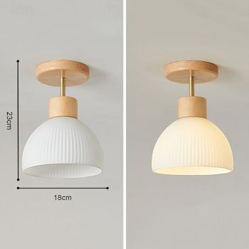 LED Pendant Light 3-Color Light Source 18cm Nordic Single Head Wooden Japanese Style Ceiling Lighting E27 Modern Simple Flush Mount Ceiling Lamp Fixture Hallway Stairway Aisle Decoration 85-265V