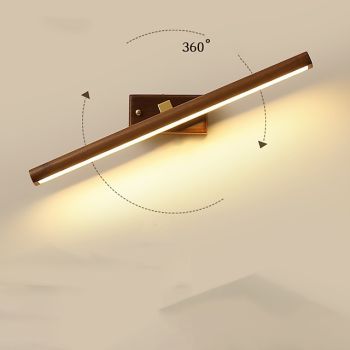 Vanity Light 350° Rotatable Soild Black Walnut Wood Copper IP20  40/60/90cm LED Mirror Front Lamp LED Bathroom Lights Over Mirror Wall Lighting Fixtures for Bathroom Bedroom Living Room Cabinet