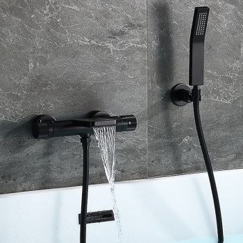 Bathtub Faucet - Thermostatic Bath Tub Faucet Contemporary Painted Finishes Free Standing Ceramic Valve Bath Shower Mixer Taps Durable Bathtub Faucet