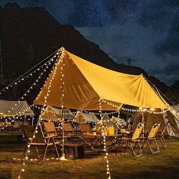 Solar Outdoor Waterproof LED Spherical Exterior Light 6m/7.5m/12m for Garden Christmas Holiday Camping Party Outdoor Decoration 8 Lighting Modes 30/50/100LEDs