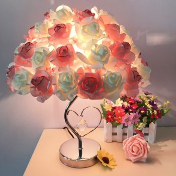Rose Feather Table Lamp - Warm LED Atmosphere Light for Valentine's Day Elegant Wedding Decor