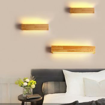 Modern Nordic Style Indoor Wall Light LED Wood Fixture for Living Room Bedroom Bathroom Wall Sconce 220-240V 8W