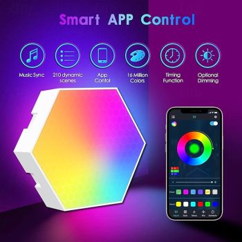 LED Hexagon Lights Smart App Control 3/6/8/10/13 Pack Wall Light Panels DIY Modular Geometry Assembly for Gaming Setup Living Room Bedroom Decor