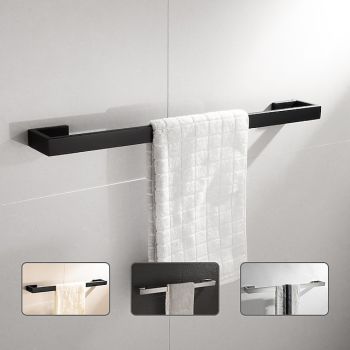 Bathroom Towel Bar 50cm/60cm, Towel Rack Wall Mount Bath Towel Holder, Bath Towel Hanger Stainless Steel Brushed Finished Bathroom Accessories Towel Rail Single Bar,(Black/Brushed Nickel/Chrome) Bath Hardware