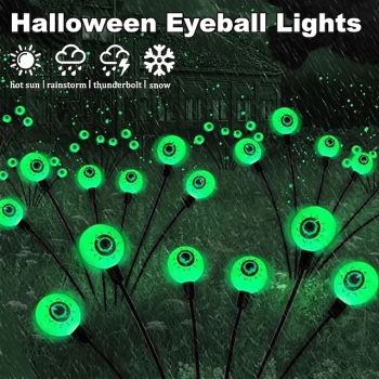 Solar Halloween Firefly Lights Eyeball Swing Lights Halloween Ghost Eyes Lawn Lamp Outdoor Patio Holiday Party Halloween Decoration 1pc