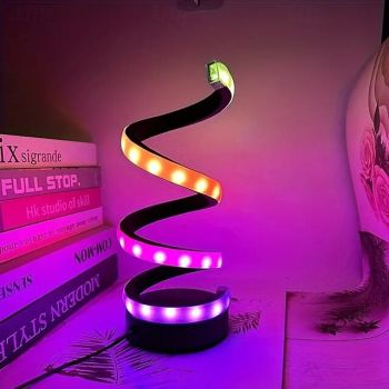 1pc LED Spiral Table Lamp, Modern Style Color Changing Adjustable Brightness, USB Powered Button Switch, Bedroom Decor Lamp