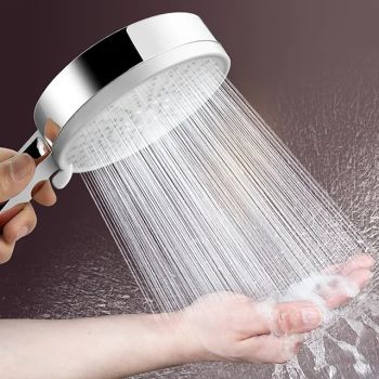 5 Mode Shower Head High Pressure Handheld Spray, with Stop Button Adjustable High-Pressure Water Saving, Shower Bathroom Accessories, Large Panel Electroplating Five-speed Showerhead Unbeatable Price