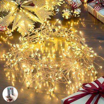 USB Firecracker String Lights with Remote Control, 100/200 LED Copper Wire Fairy Lights for Christmas, Weddings, and Home Decor
