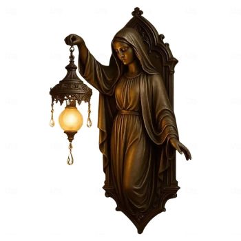 Virgin Mary Wall Lamp, Warm Ambient Glow, 20cm Vintage Resin Wall Light, Ideal for Christmas Indoor Bedroom Bathroom Hallway Entryway Decor