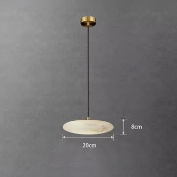LED Pendant Light 3-Color Light Source 20cm UFO High Light Transmittance Lampshade Marble Stone Single Design Minimalist Pendant Light for Cafes Bedroom 110-240V