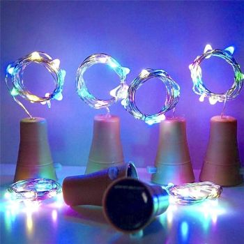 10PCS 2M LED Solar Bottle Stopper Cork String Lights, 20 LEDs Copper Wire Fairy Lights for Christmas Outdoor Garden Decoration, Weddings and Parties