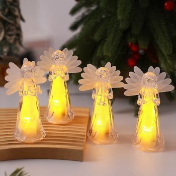 1 Pc 11.5 * 4.3CM Christmas and Halloween LED strip light, electronic acrylic imitation crystal angel ornament light, indoor and outdoor bedroom dining room night light LR41 * 3 batteries