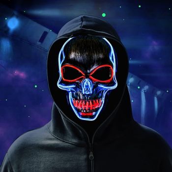 Halloween LED Mask Light Up Hacker Purge Mask LED Scary Skull Mask for Cosplay Costumes Festival Carnival Party Gifts Kids Men Women
