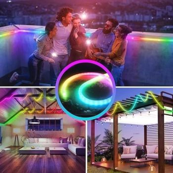 Waterproof WS2811 Woven Silicone Neon LED Light Strip 12MM 360 Degree Circular Mesh Controller RGB Nylon Pool Light Strip Flexible Dreamy Color Rope Light Bedroom Decoration DC5V for Halloween
