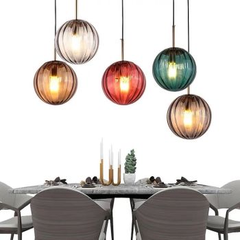 LED Pendant Lights Kitchen Island Hand Blown Glass Lighting Marble Blue Modern Farmhouse Foyer Entryway Light Fixtures Ceiling Hanging Globe Over Table