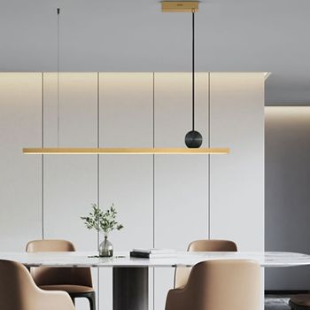 Led Long Bar Restaurant Pendant Light LED Nordic Office Geometric Line Simple Light Luxury Long Bar One-Line Lighting