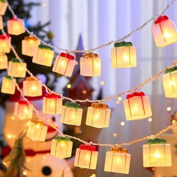 1 Pc 3M-20Leds Christmas Gift Box Light String AAA Battery Box USB Dual purpose Indoor and Outdoor Restaurant Party Festival Atmosphere Decorative Light String