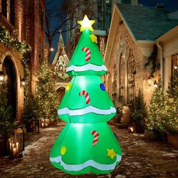 1 Pc 1.5M/5FT Christmas LED with lights Christmas tree inflatable air model voice controlled music color lights flashing indoor and outdoor gathering courtyard lawn decoration lights EU/US/UK/AU Plug