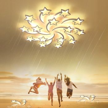 LED Ceiling Light White Modern Nordic Star Design Meteor Shower LED Bedroom Light APP Control with Stepless Dimming or OFF/ ON Control Three Color Acrylic Ceiling Panel Lamp Unique Minimalist Living Room Bedroom AC220V AC110V