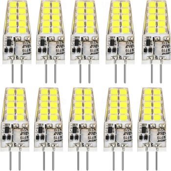 10pcs G4 LED Bulbs, No-Flicker Bi-Pin JC Type 12V - 20W Halogen Equivalent for Chandelier, Landscape,  Microwave Lighting