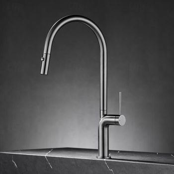Kitchen faucet - Single Handle One Hole Chrome / Nickel Brushed / Electroplated Pull-out / Pull-down / Standard Spout / Tall / High Arc Centerset Modern Contemporary Kitchen Taps Foldable Faucet