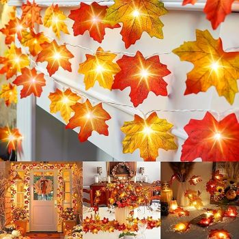 LED String Light Maple Leaf LED Fairy String Lights 3M-20LEDs 1.5M-10LEDs Battery or USB Operation Fall Garland Light Christmas Party Home Garden Holiday Patio Decoration