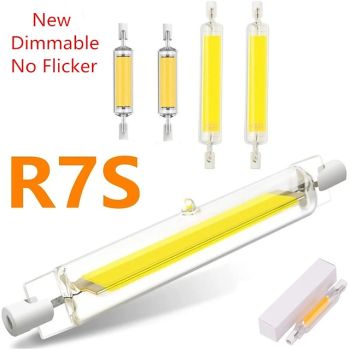 Dimmable No Flicker LED R7S Glass COB Tube Bulb 78MM 118MM Corn Lamp 110V 220V High Power J78 J118 Replace Halogen Light Lampadas
