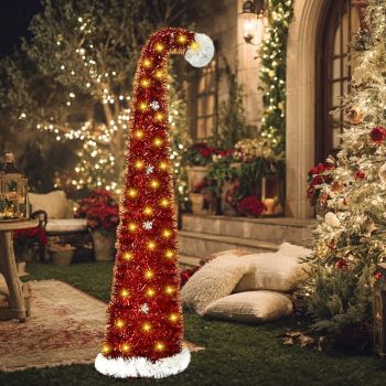 Christmas red Christmas hat tilted head Christmas tree 5M 50Leds warm light string indoor living room study staircase holiday atmosphere decoration prop 1.5M/5FT AAA battery box