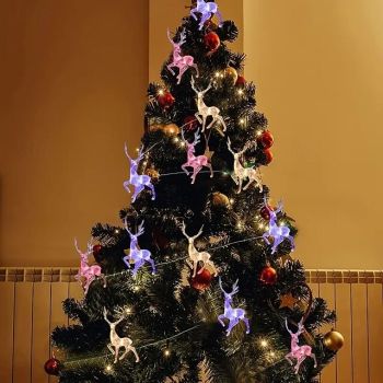 Christmas Elk String Lights 1.5m 10LEDs for New Year Christmas Tree Wedding Curtains Indoor Garland Party Room Bedroom Balcony Garden Decoration