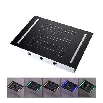 Shower Faucet,500*360 Matte Black Bathroom Faucet Rain Shower Complete with Multi-color LED Stainless Steel Shower Head Ceiling Mounted Ti-PVD Feature - Design / Rainfall Shower Head System Foundation of a Perfect Shower