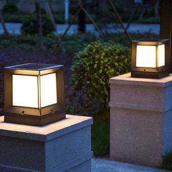 LED Outdoor Solor Post Lights 21cm Nordic Style Outdoor Column Lights Fence Post Cap Lights Waterproof IP54 for Deck Suitable for Door Stone Pillars Garden lamp Post